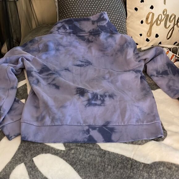 Victoria’s Secret PINK purple tie dye quarter zip Edl campus sweatshirt top med - Picture 4 of 5